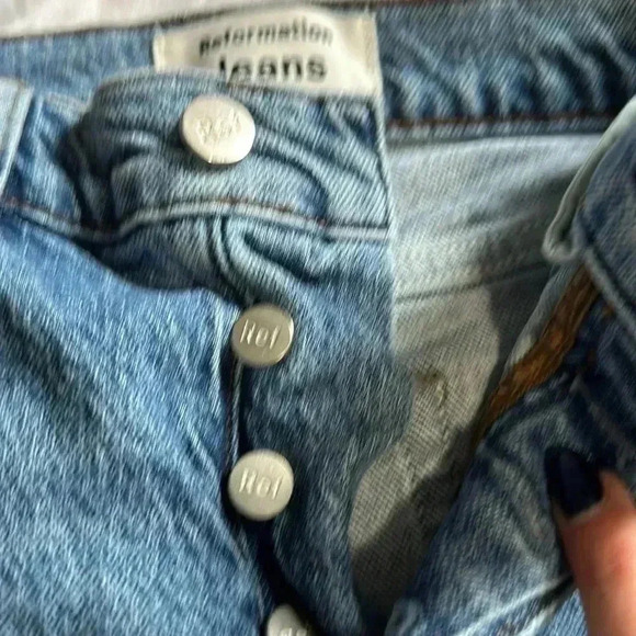 Reformation Maya Wash High Rise Button Fly Stone Washed Skinny Jeans Size 24 - Picture 4 of 6